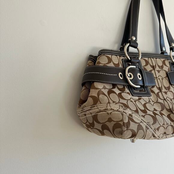 Coach Y2K Vintage Soho Signature Jacquard Double Handle Shoulder Bag Brown - Picture 6 of 12